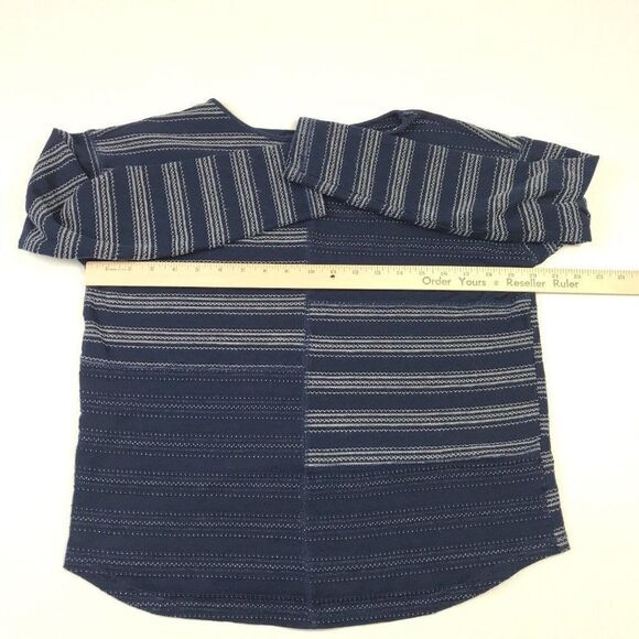 Chaps Womens Cotton Textured Knit Top Striped Shirt Long Sleeve Casual S Small - Picture 7 of 11